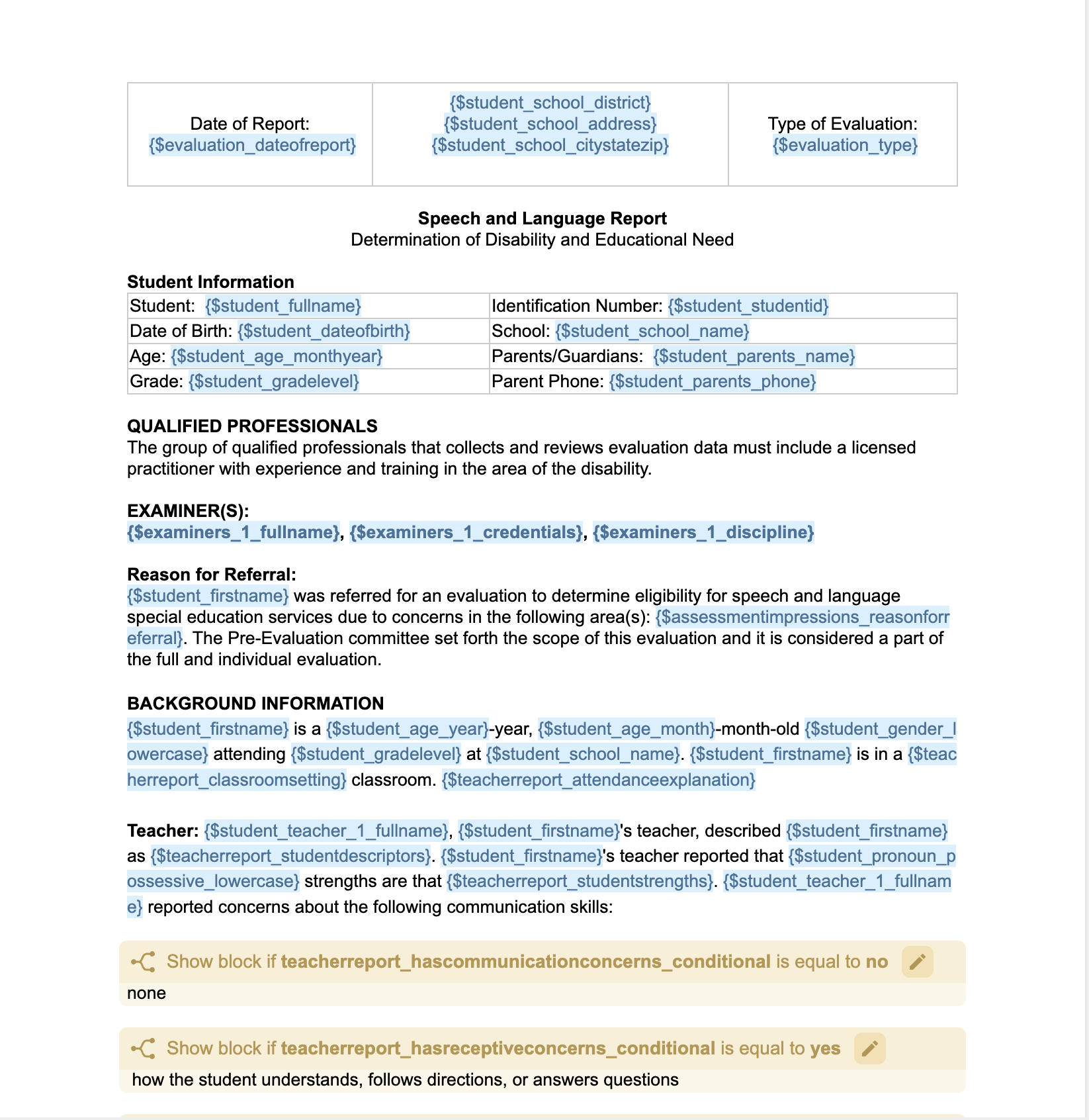 A smart template from Evalubox
